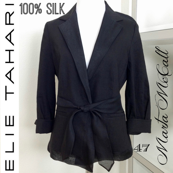 Elie Tahari Jackets & Blazers - ELIE TAHARI 100% Silk Blazer Jacket Removable Sash